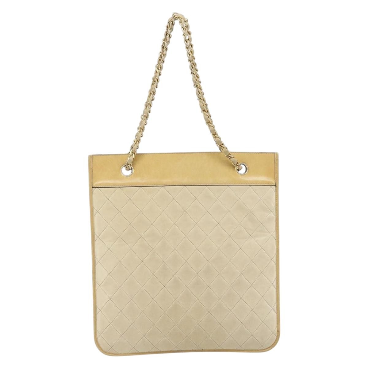 Chanel CC handbag Beige Leather Fair condition - Back View
