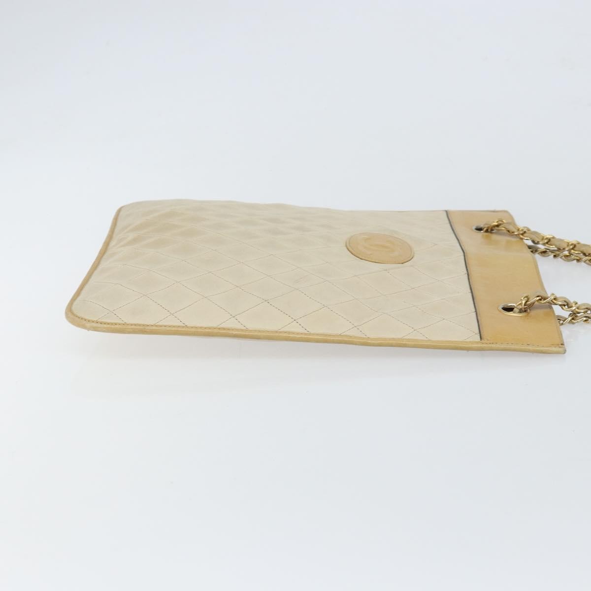 Chanel CC handbag Beige Leather Fair condition - Inside View