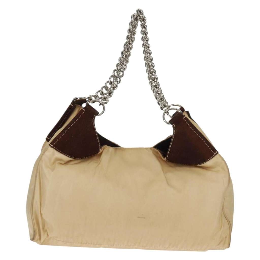 Prada Chain Tote Beige Fair condition - Back View
