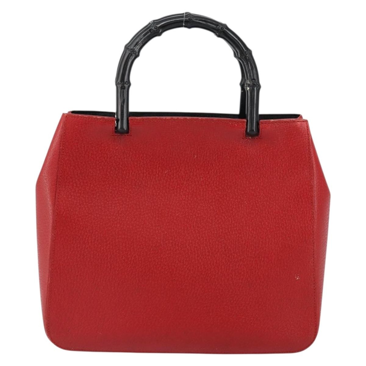 Gucci Vintage Bamboo Handle Bag Red Leather Good condition - Back View