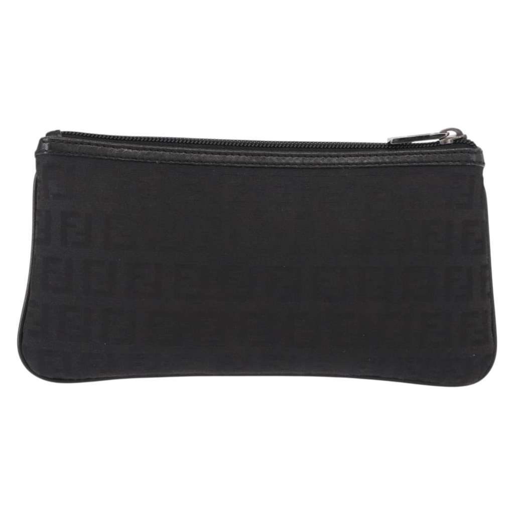 Fendi FF Logo Pouch Black Canvas Good condition - Back View
