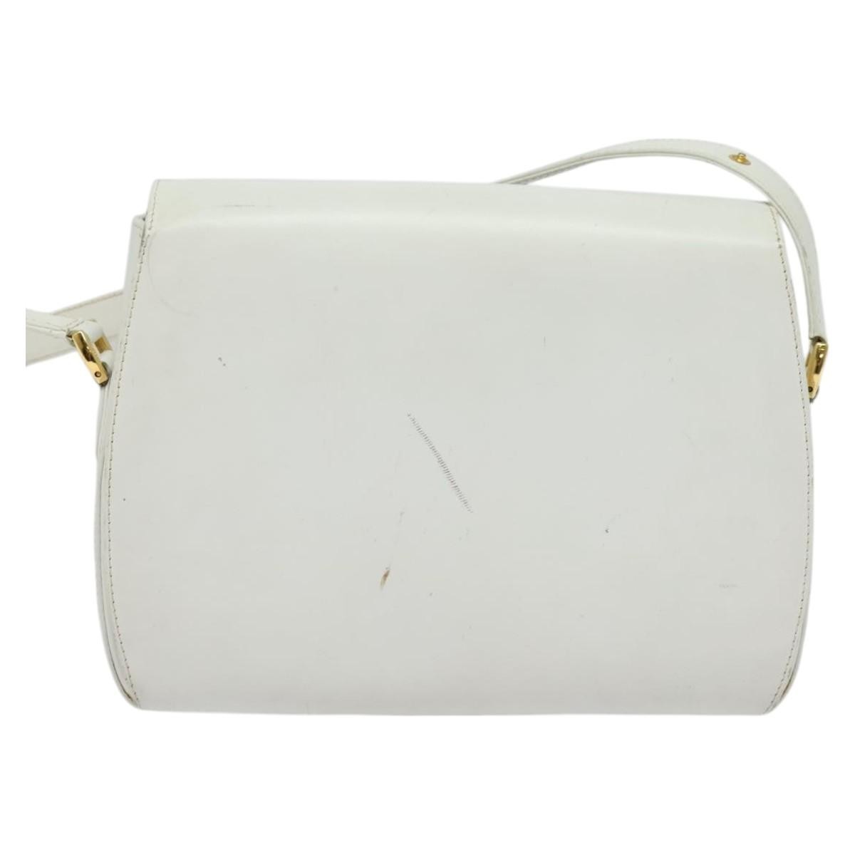 Gucci Vintage Flap Crossbody Bag White Leather Good condition - Back View