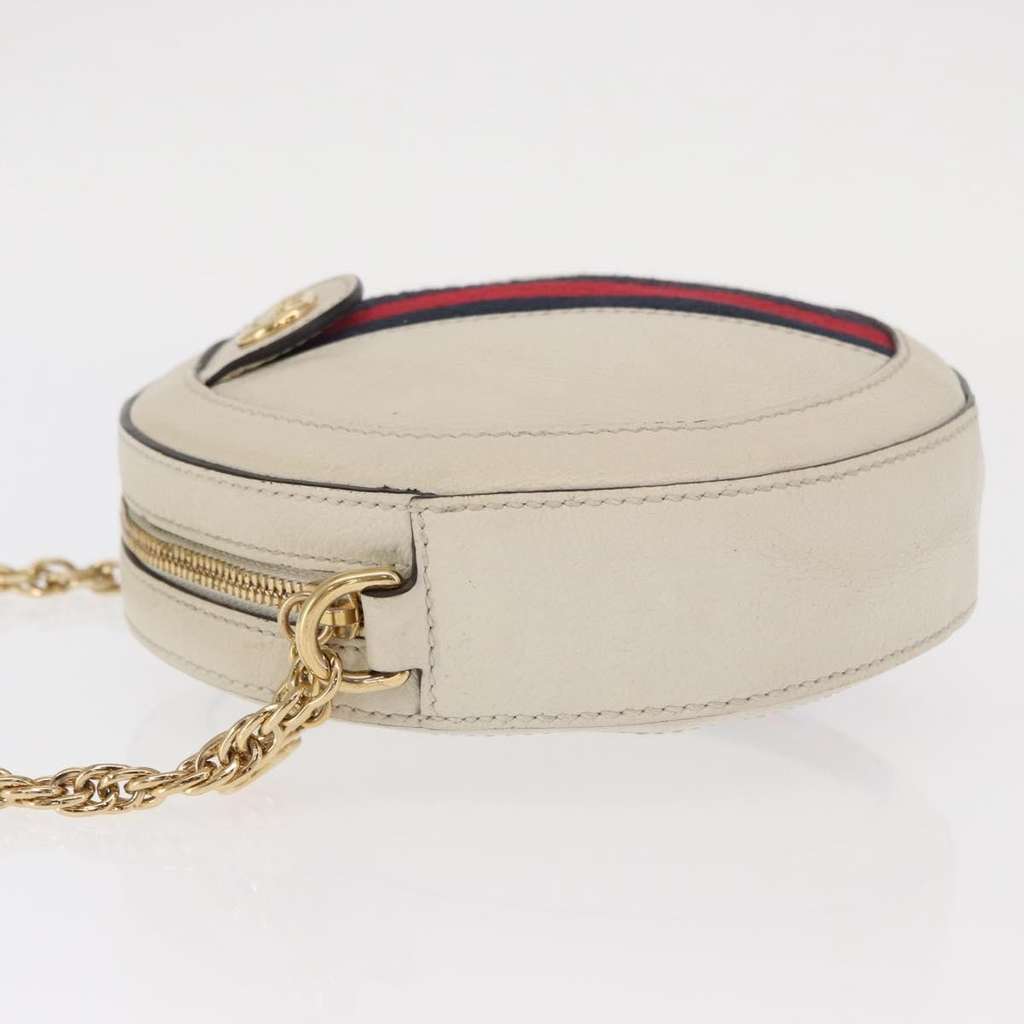 Gucci Ophidia Round Shoulder Bag White Leather Good condition - Model View