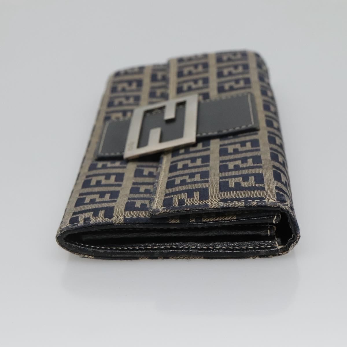 Fendi FF Continental Wallet Navy Canvas Good condition - Model View