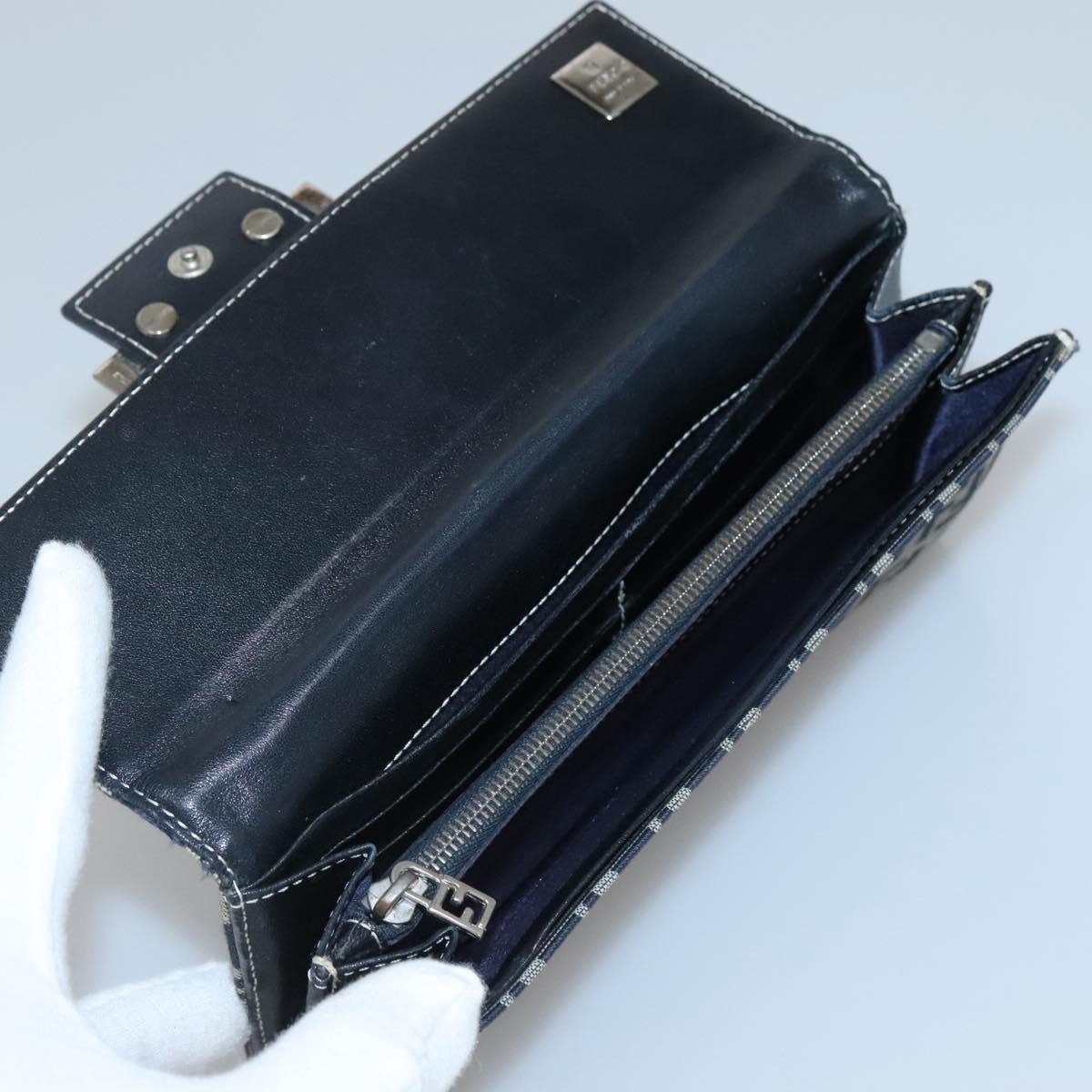 Fendi FF Continental Wallet Navy Canvas Good condition - Box View