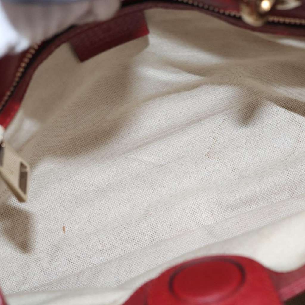 Gucci Bamboo Shopper Tote Red Leather Good condition - Box View