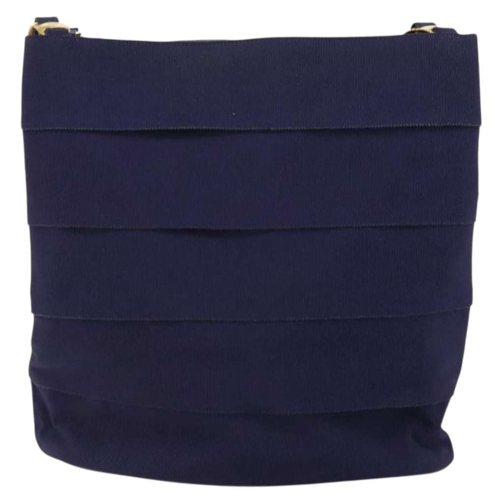 Salvatore Ferragamo Vala Chain Shoulder bag Navy Canvas Good condition - Back View