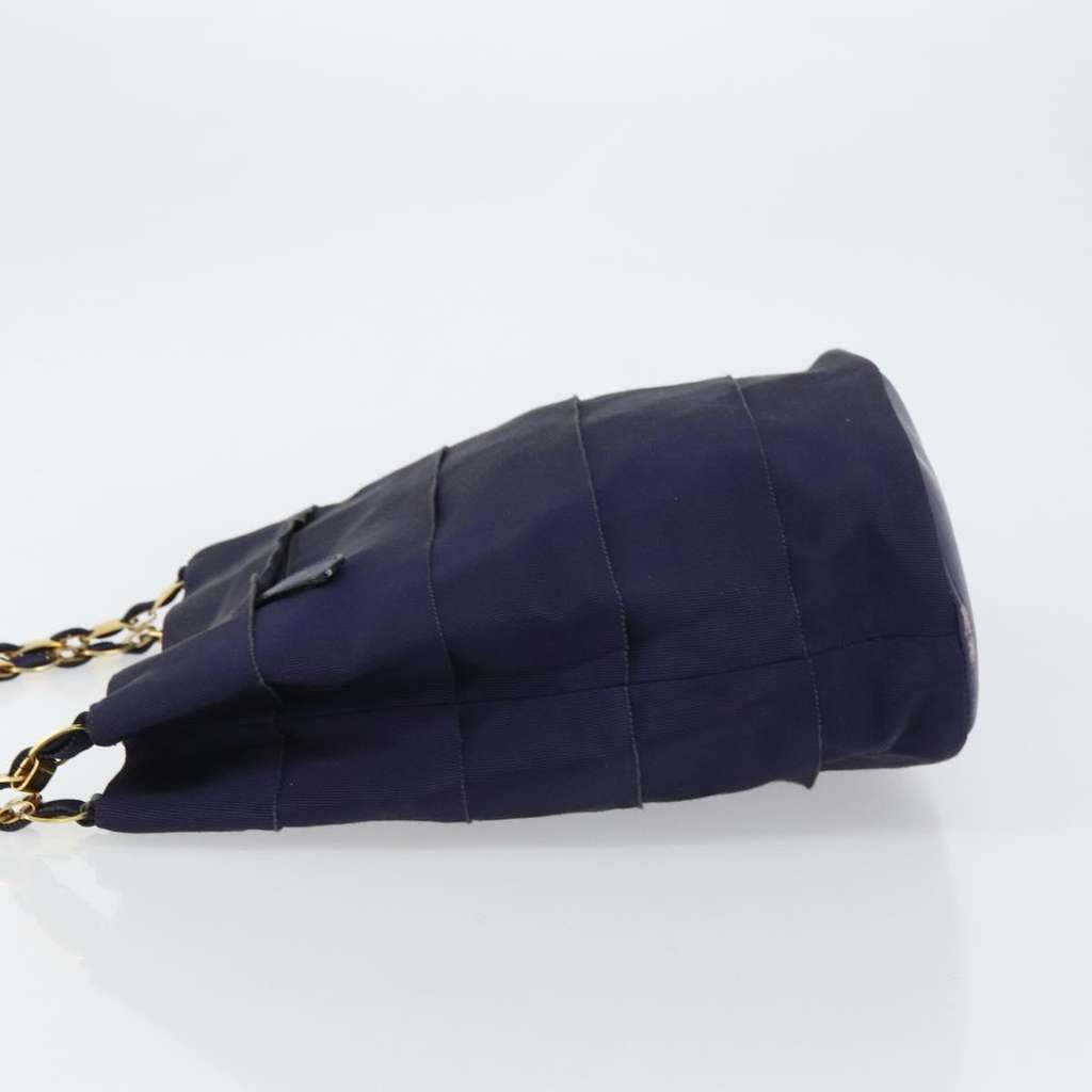 Salvatore Ferragamo Vala Chain Shoulder bag Navy Canvas Good condition - Model View