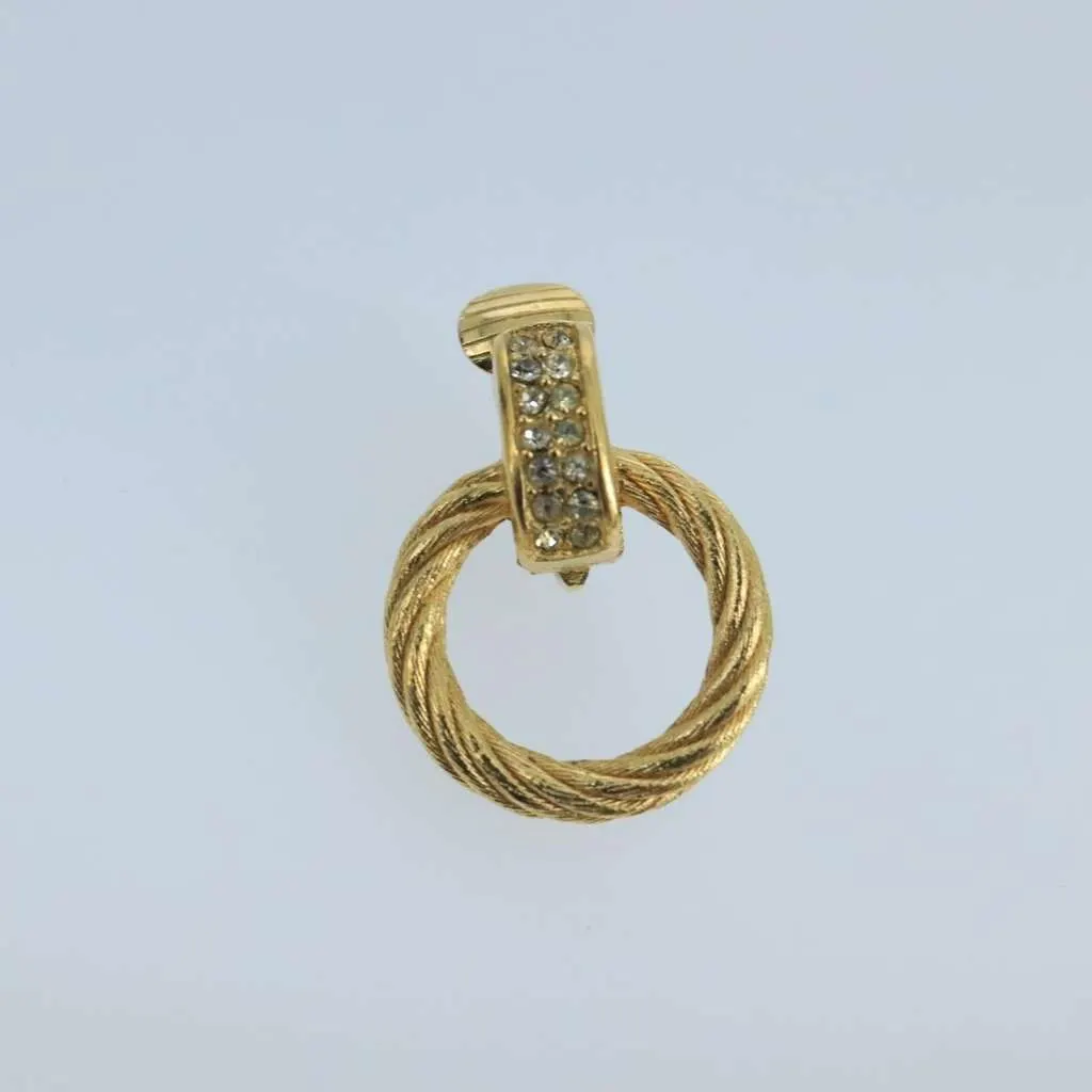 Dior Vintage Round Clip-On Earrings Gold Metal Good - Back View