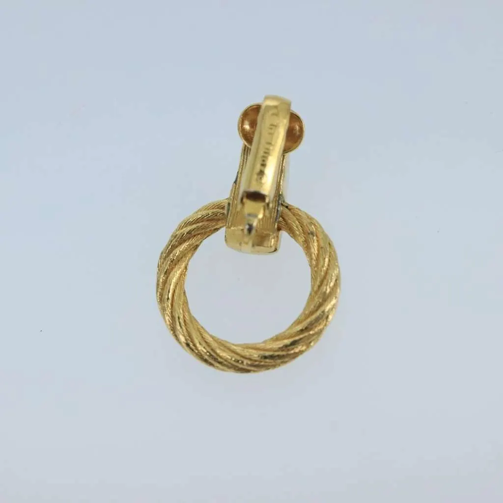Dior Vintage Round Clip-On Earrings Gold Metal Good - Inside View