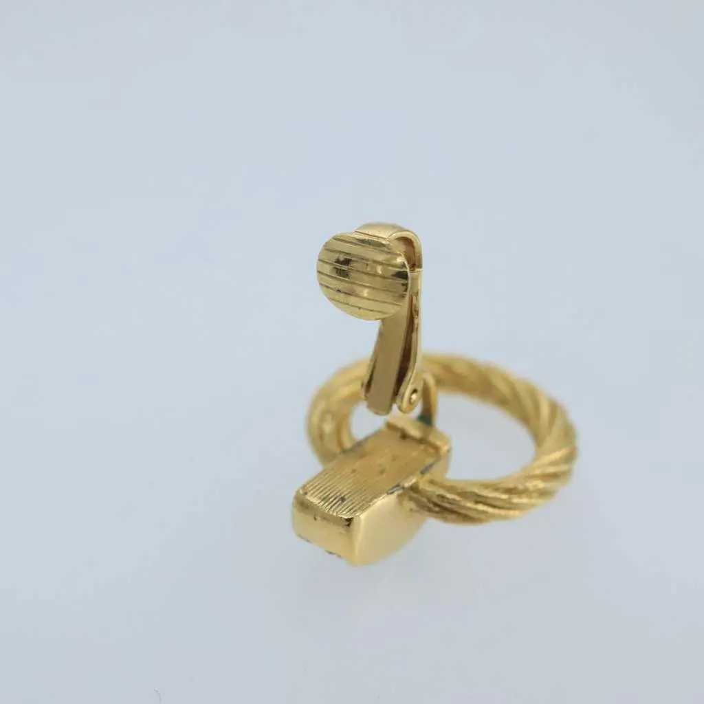 Dior Vintage Round Clip-On Earrings Gold Metal Good - Box View