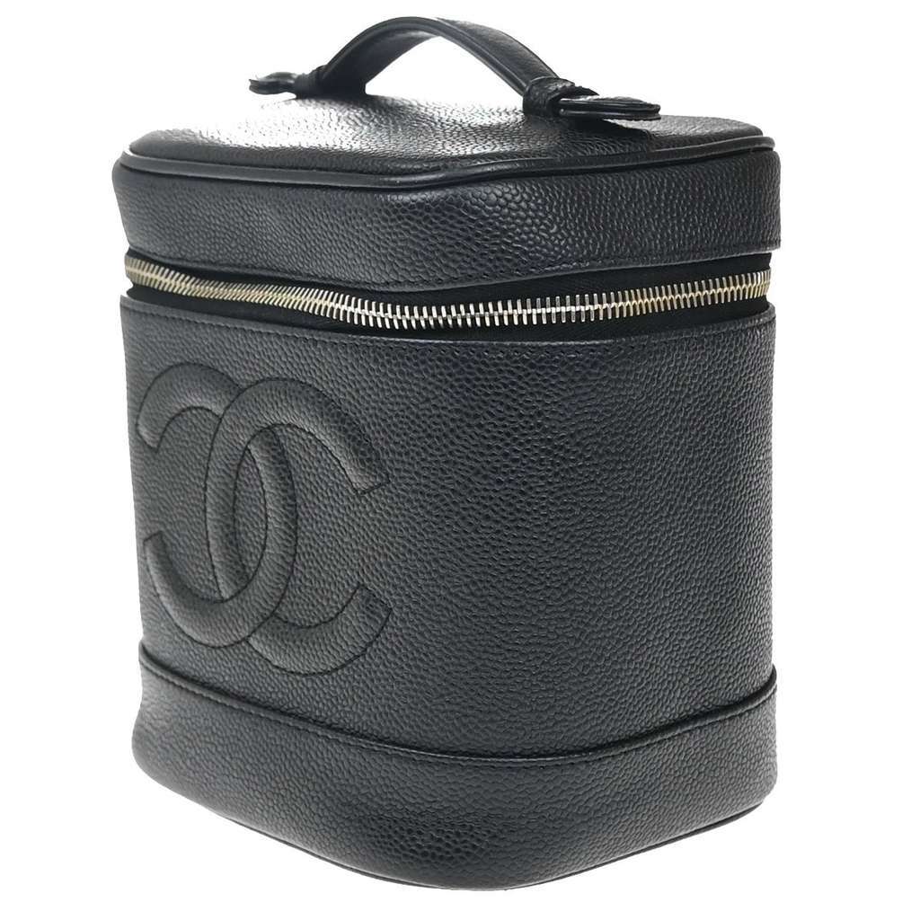 Chanel Vintage Timeless Cosmetic Case Black Leather Good condition - Inside View