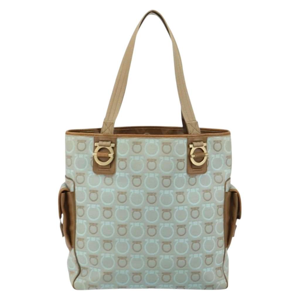 Salvatore Ferragamo Gancini Tote Blue Canvas Good condition - Back View