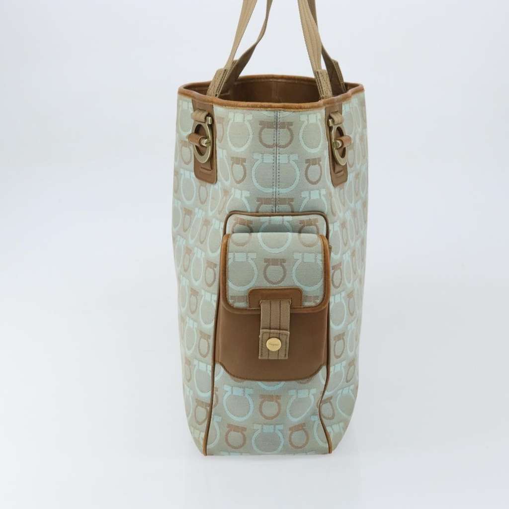 Salvatore Ferragamo Gancini Tote Blue Canvas Good condition - Model View