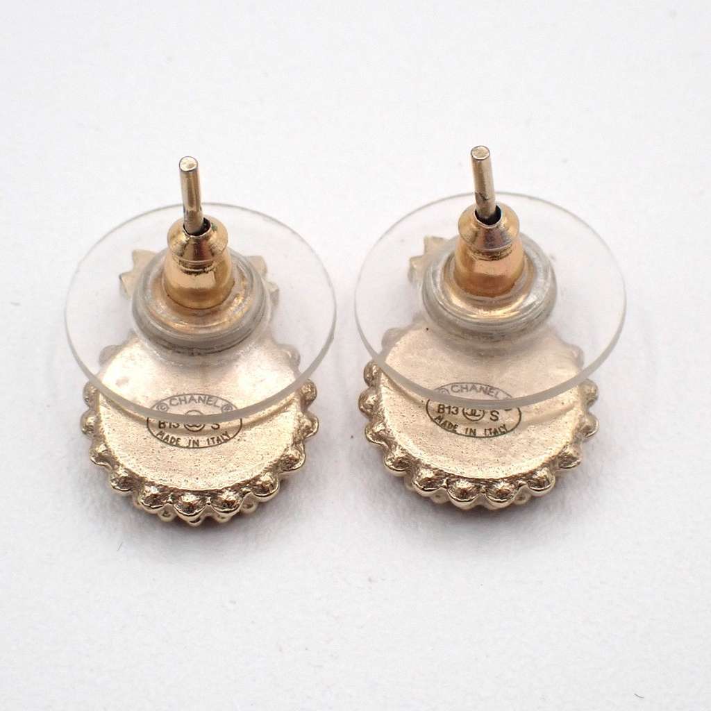 Chanel CC Round Earrings Gold Good condition - Back View