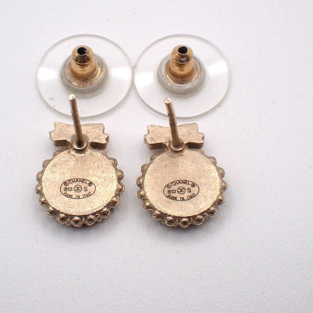 Chanel CC Round Earrings Gold Good condition - Box View