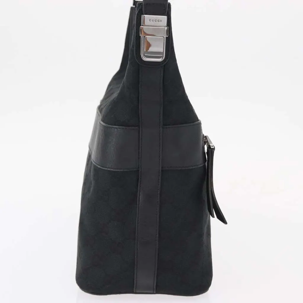 Gucci Vintage Shoulder Bag Black Canvas Good - Model View