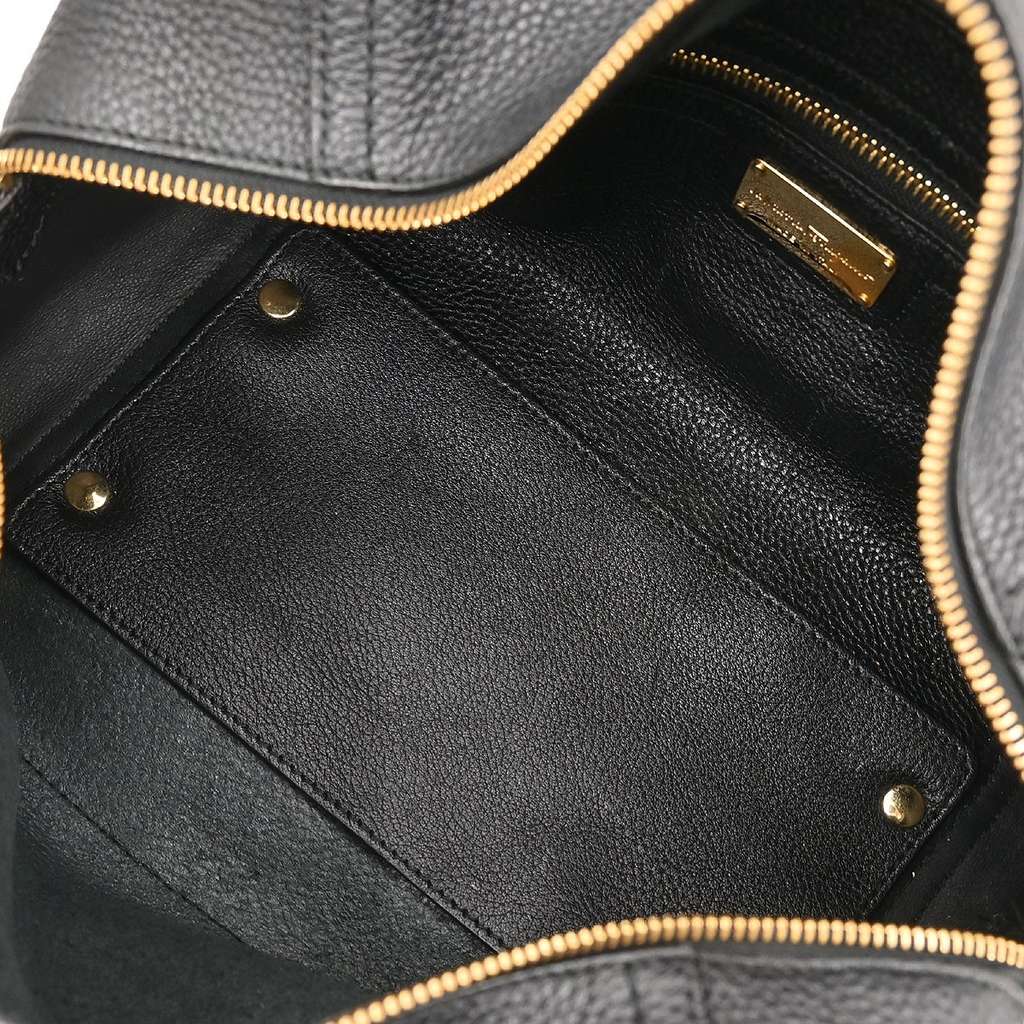 Salvatore Ferragamo Gancini handbag Black Leather Good condition - Inside View