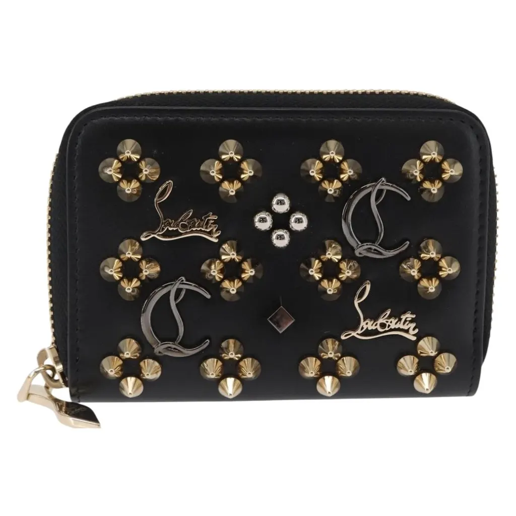 Christian Louboutin Panettone Coin Purse Black Leather Very good - Front View