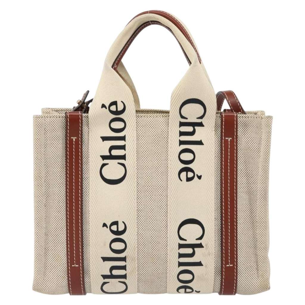 Chloe Woody Convertible Tote Beige Canvas Good condition - Back View