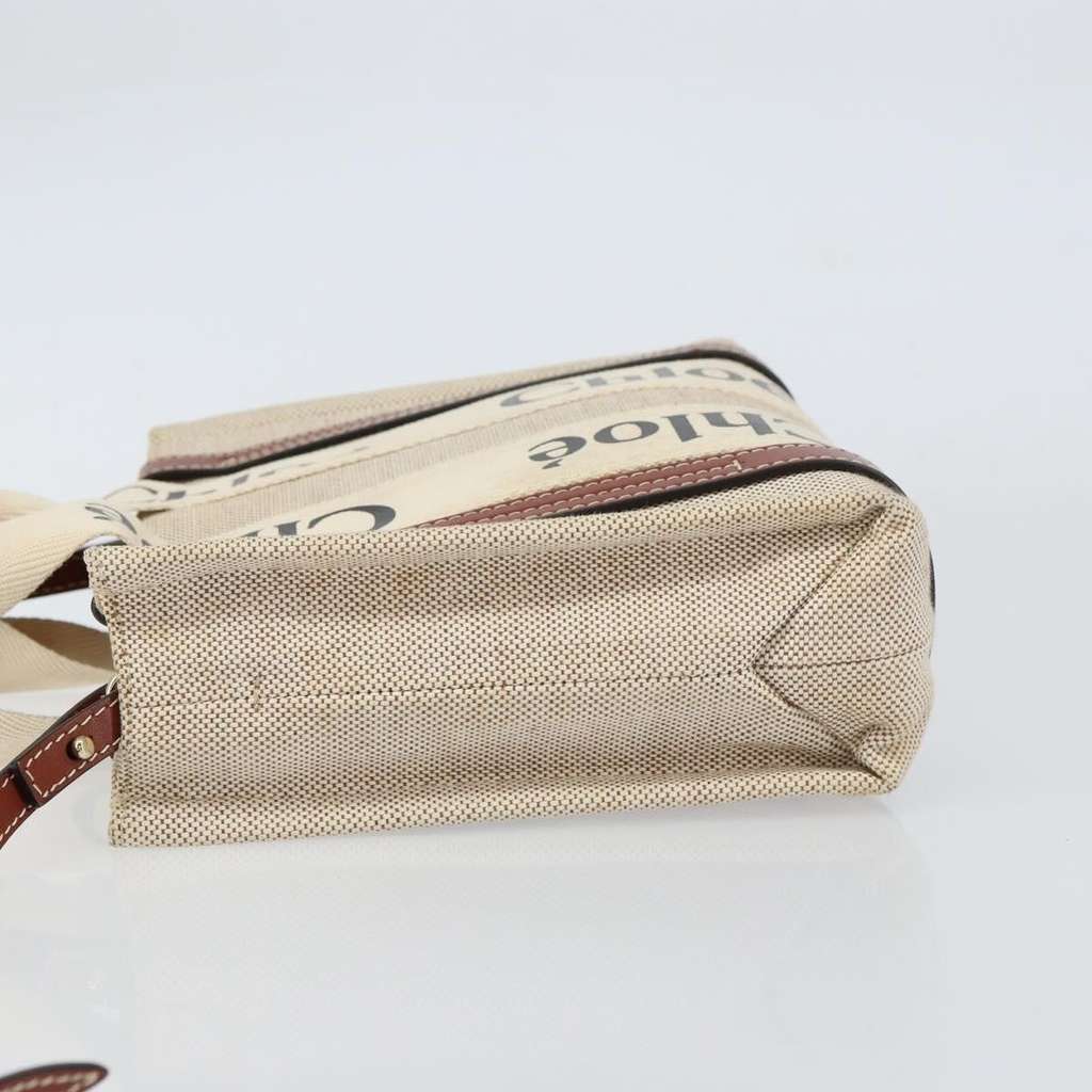 Chloe Woody Convertible Tote Beige Canvas Good condition - Model View