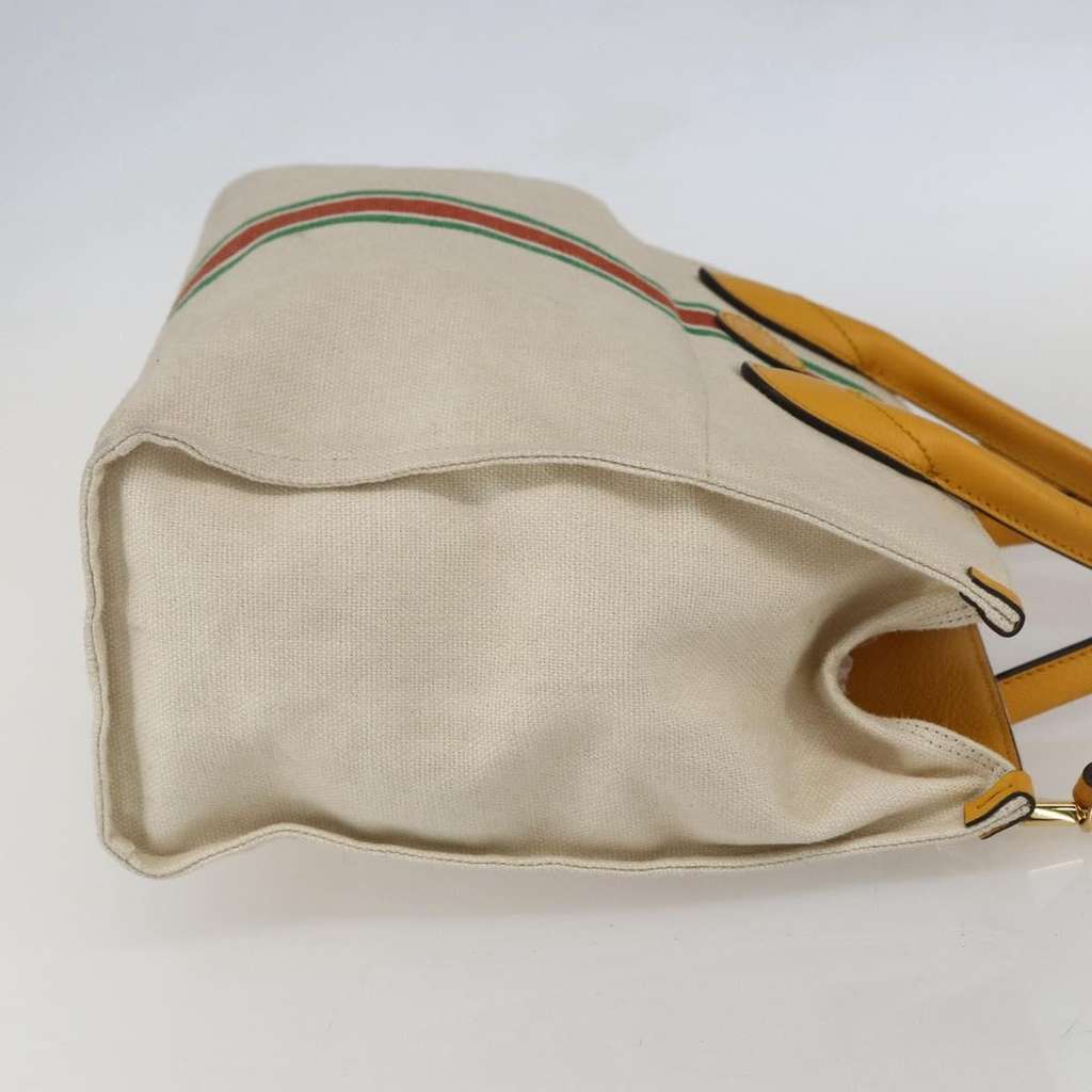 Gucci Foldable Web Tote Beige Canvas Fair condition - Model View