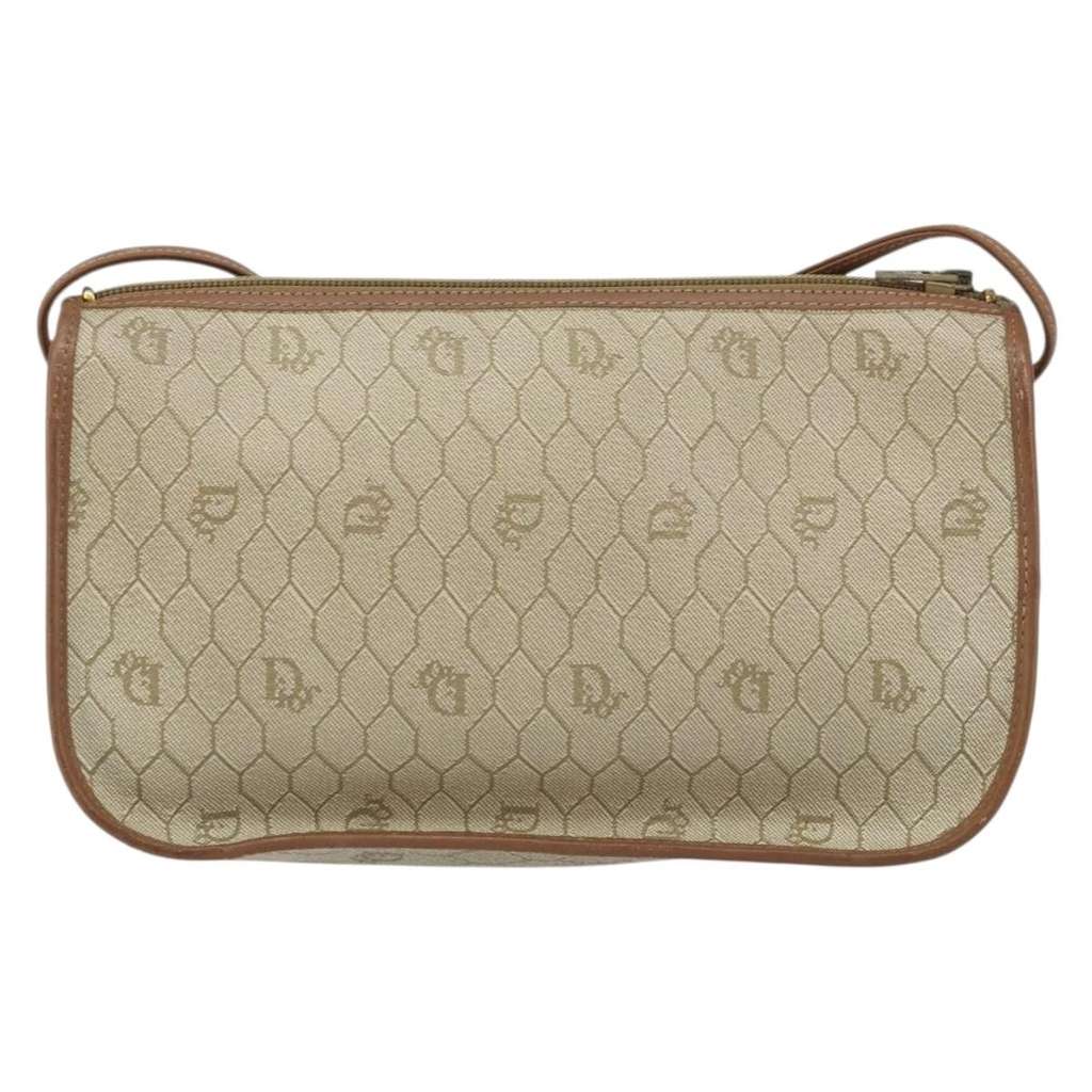 Christian Dior Vintage Honeycomb Shoulder Bag Beige Canvas Good condition - Back View