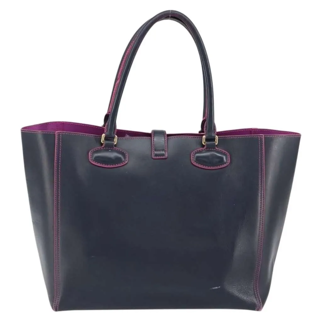 Loewe Leo Shopper Tote Navy Leather Good - Back View