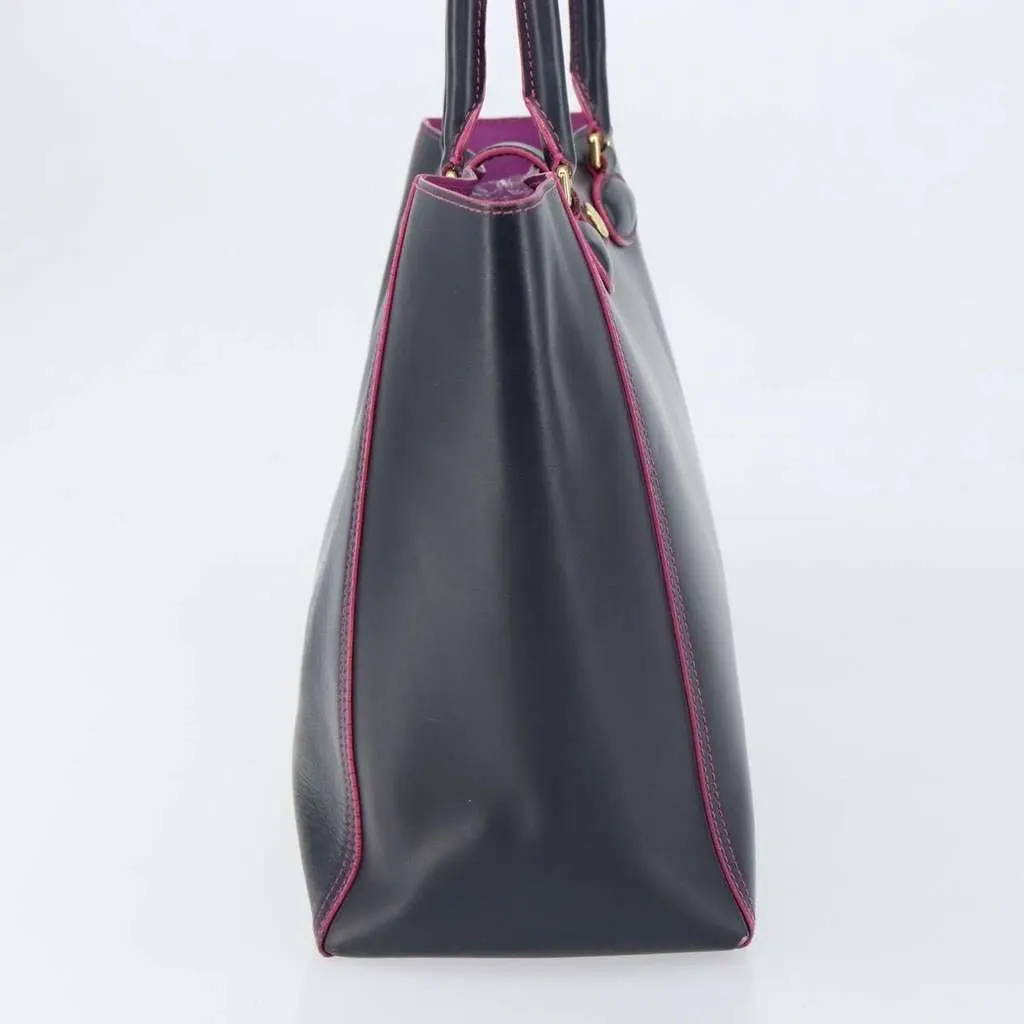 Loewe Leo Shopper Tote Navy Leather Good - Inside View