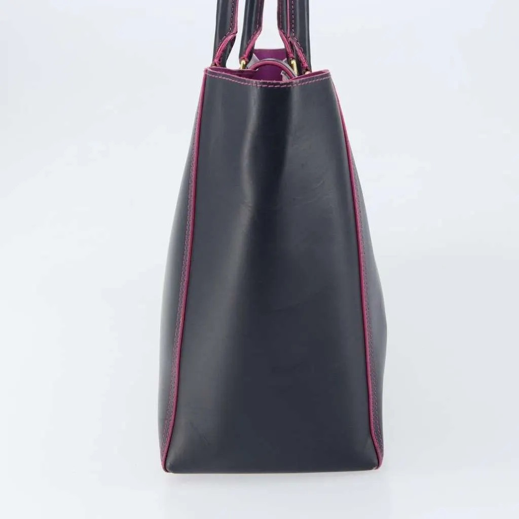 Loewe Leo Shopper Tote Navy Leather Good - Model View