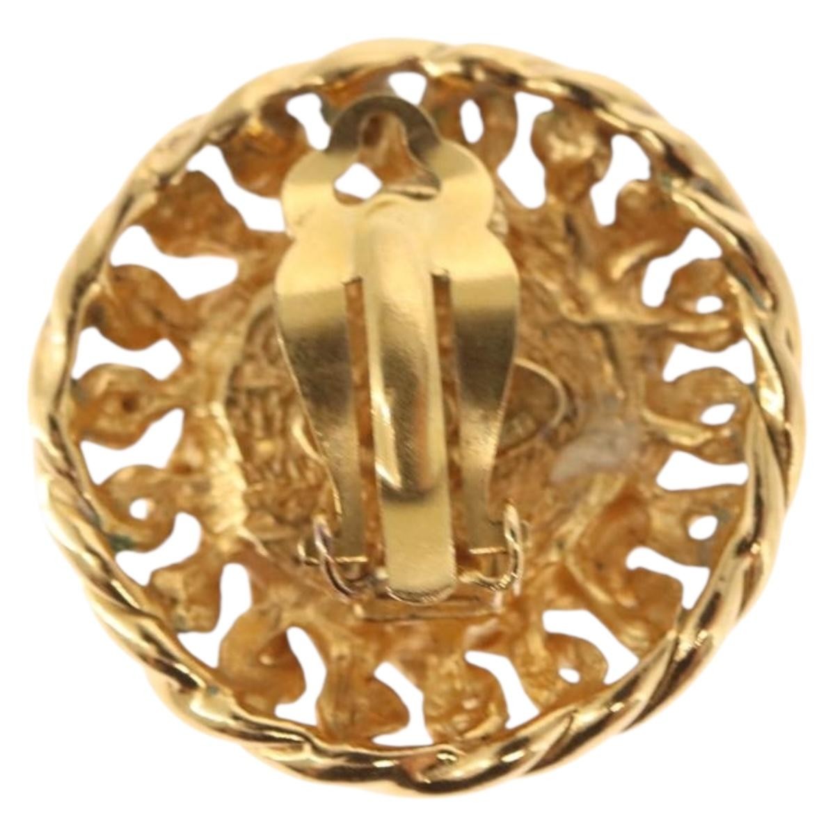 Chanel Vintage Round Clip-On Earrings Gold Metal Good condition - Inside View