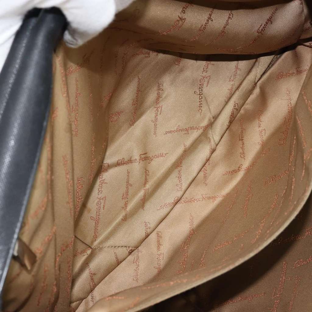 Salvatore Ferragamo Gancini handbag Black Leather Good condition - Box View