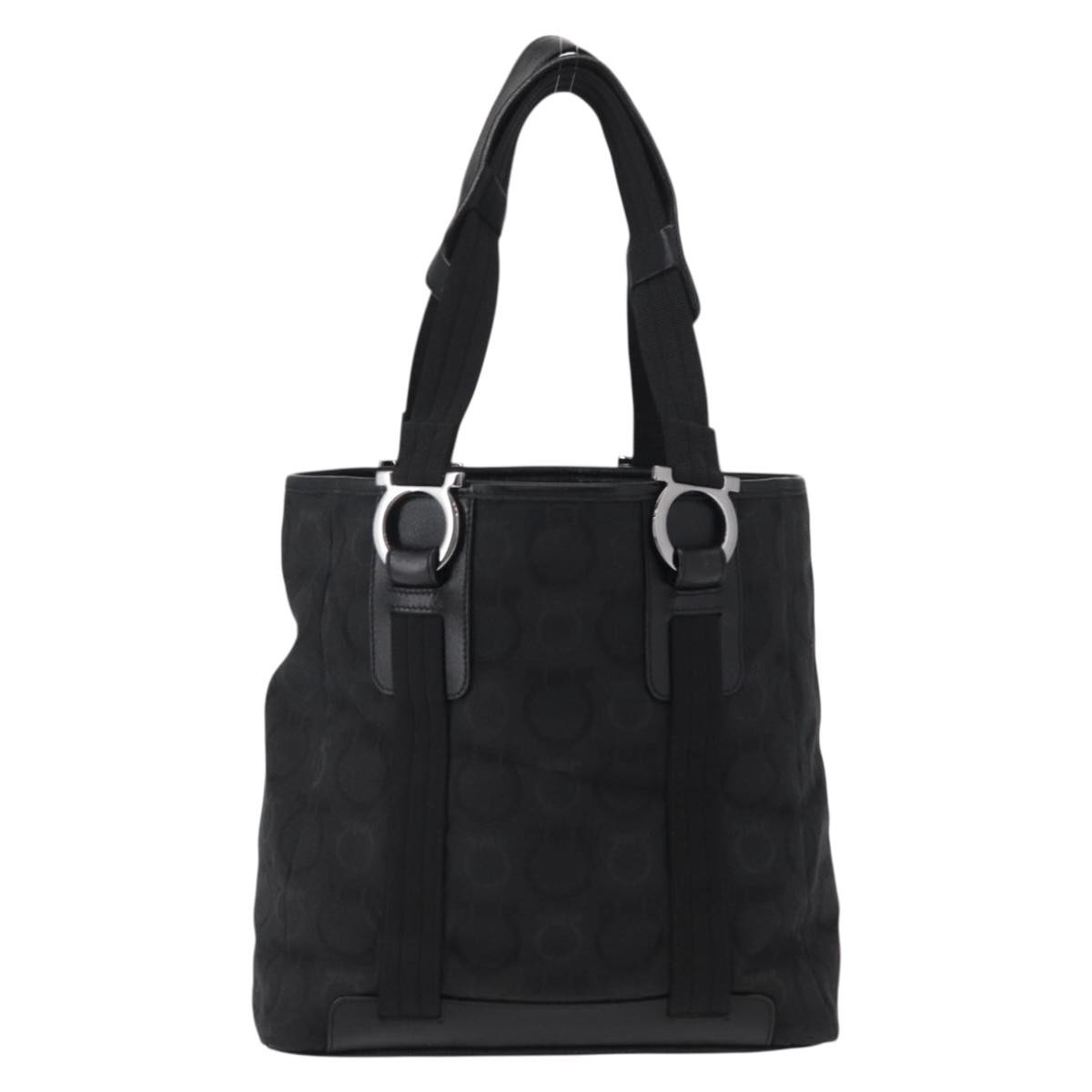 Salvatore Ferragamo Gancini Tote Black Canvas Good condition - Back View
