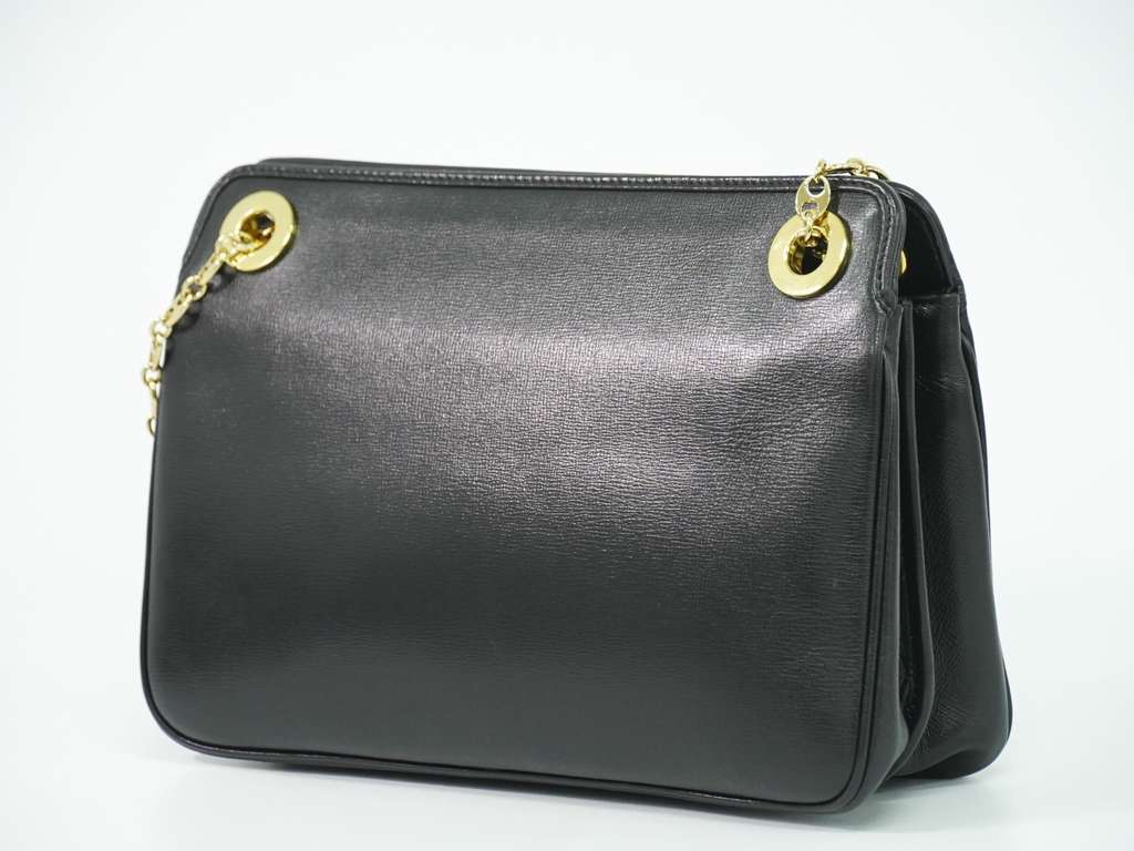 Gucci Marina Chain Shoulder Bag Black Leather Good condition - Back View