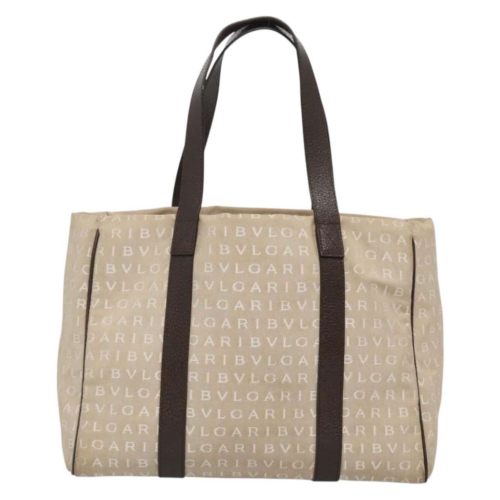 Bvlgari B.Zero1 Logomania Bag Beige Canvas Good condition - Back View