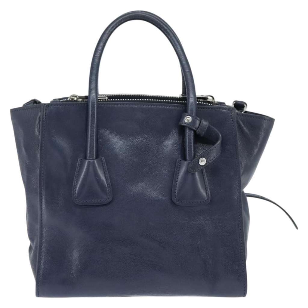 Prada Cuir Convertible Shopping Tote Navy Leather Good condition - Back View