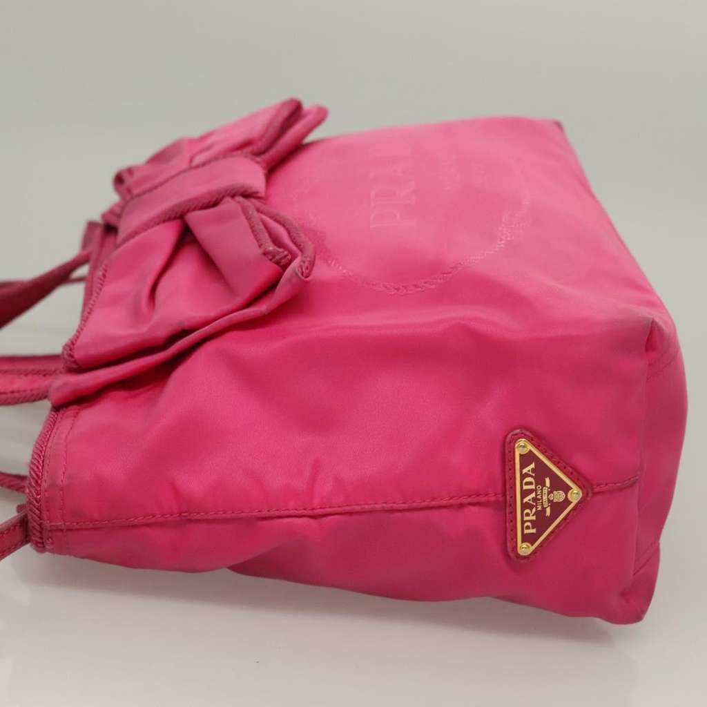 Prada Logo Bow Convertible Tote Pink Good condition - Model View