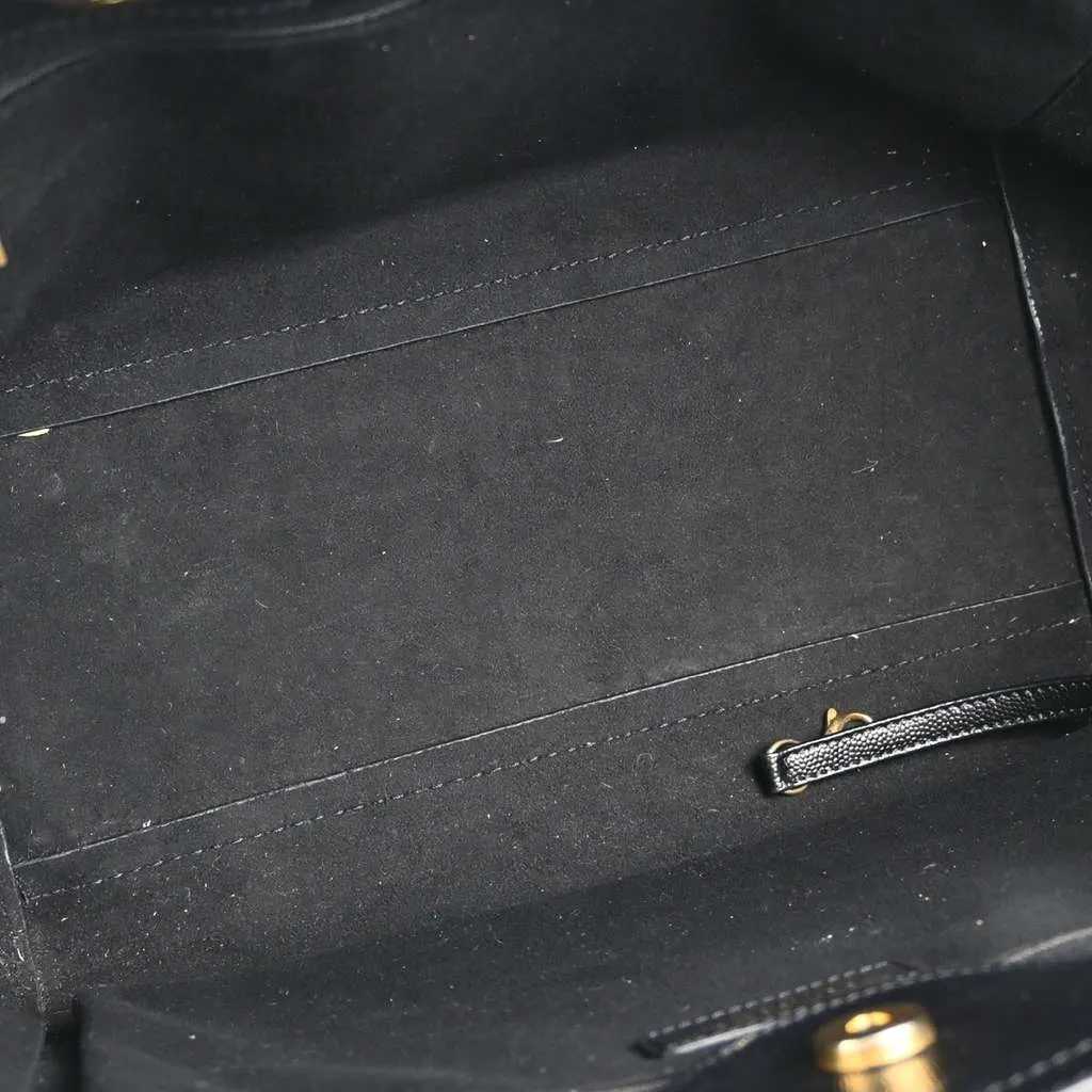 Chanel Deauville Tote Black Leather Good - Inside View