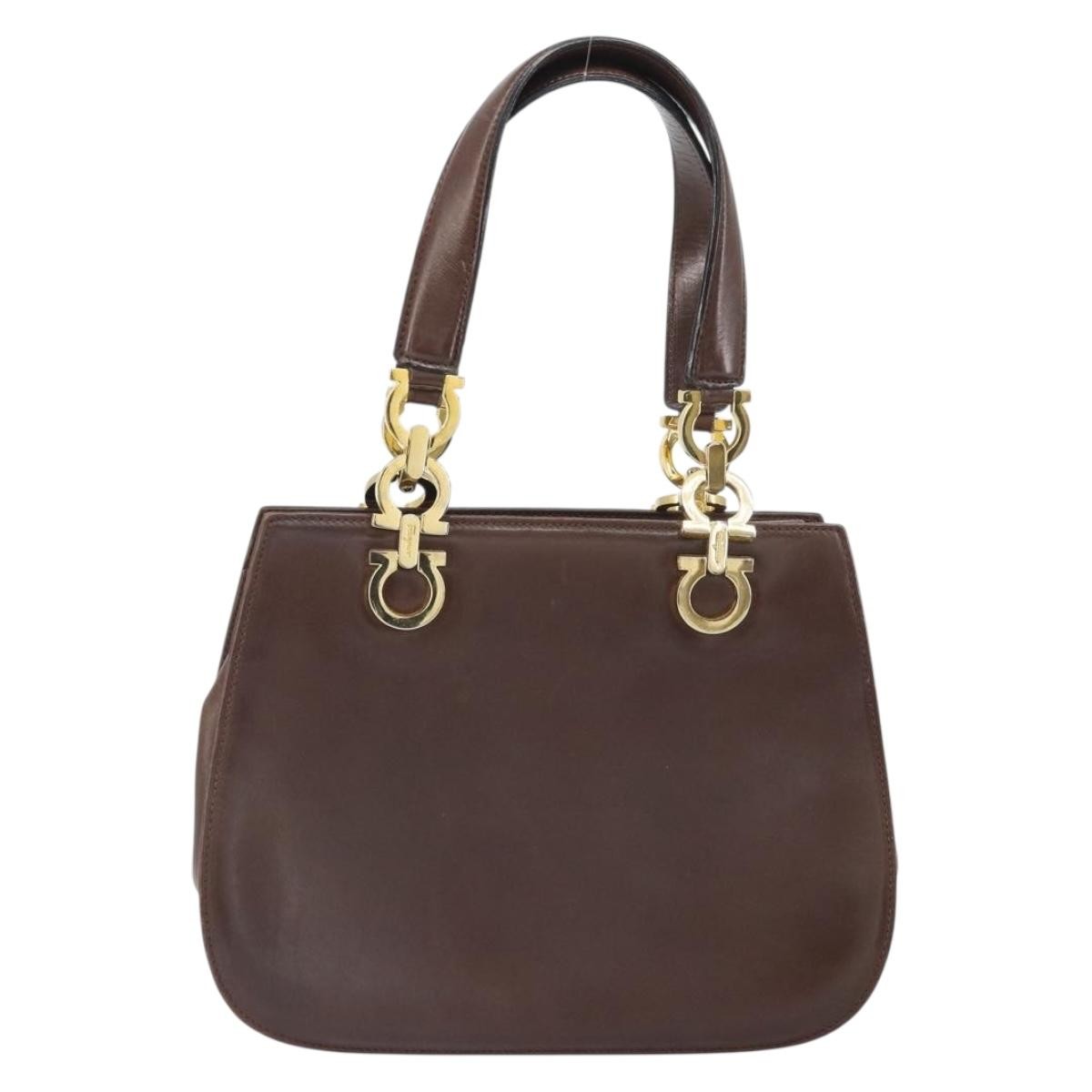 Salvatore Ferragamo Gancini handbag Brown Leather Fair condition - Back View