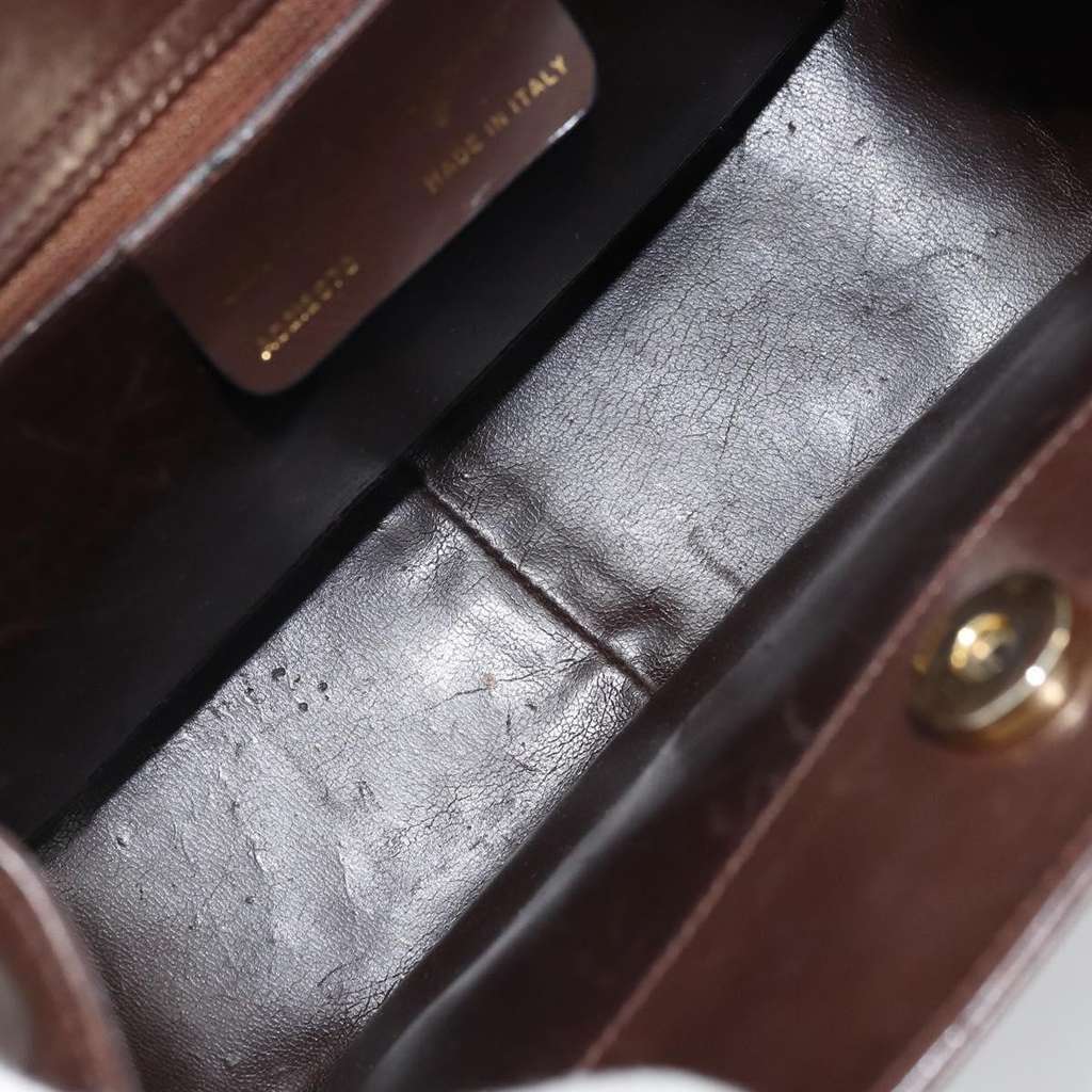 Salvatore Ferragamo Gancini handbag Brown Leather Fair condition - Box View