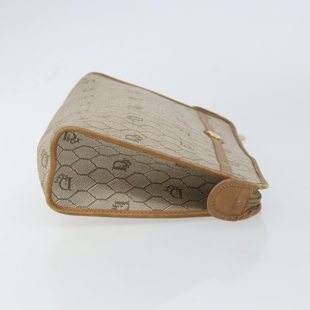 Christian Dior Vintage Honeycomb Zip Pouch Beige Canvas Good condition - Inside View