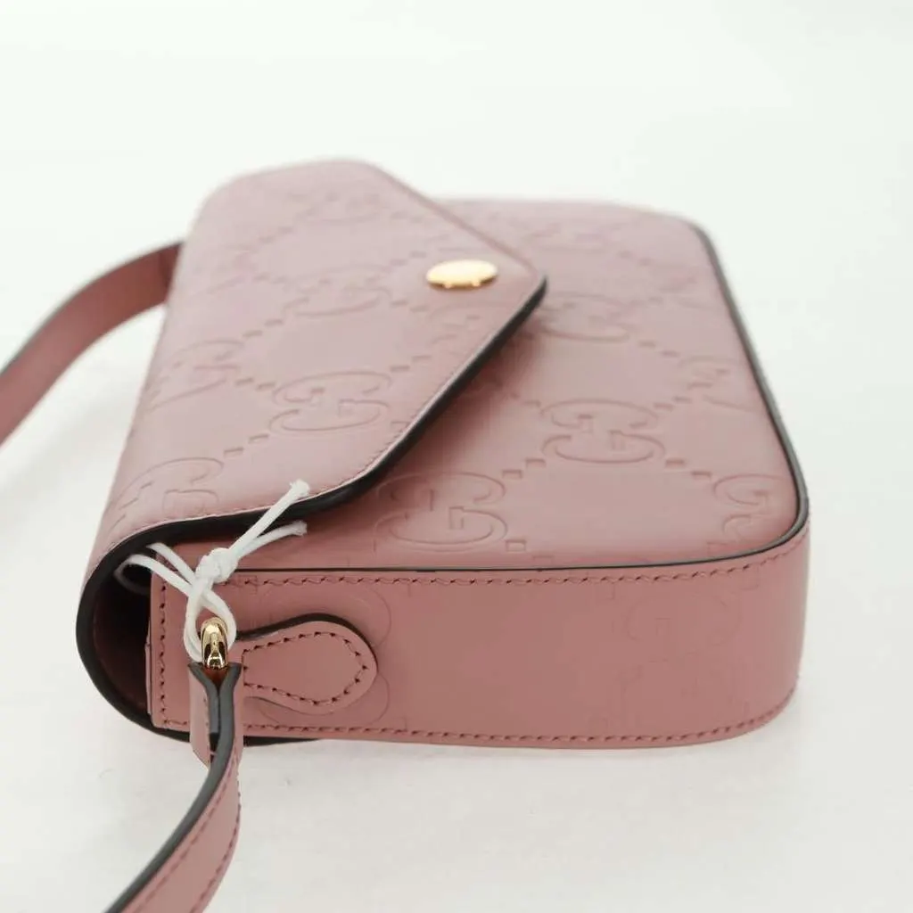 Gucci Envelope Flap Crossbody Bag Pink Leather Very good - Inside View