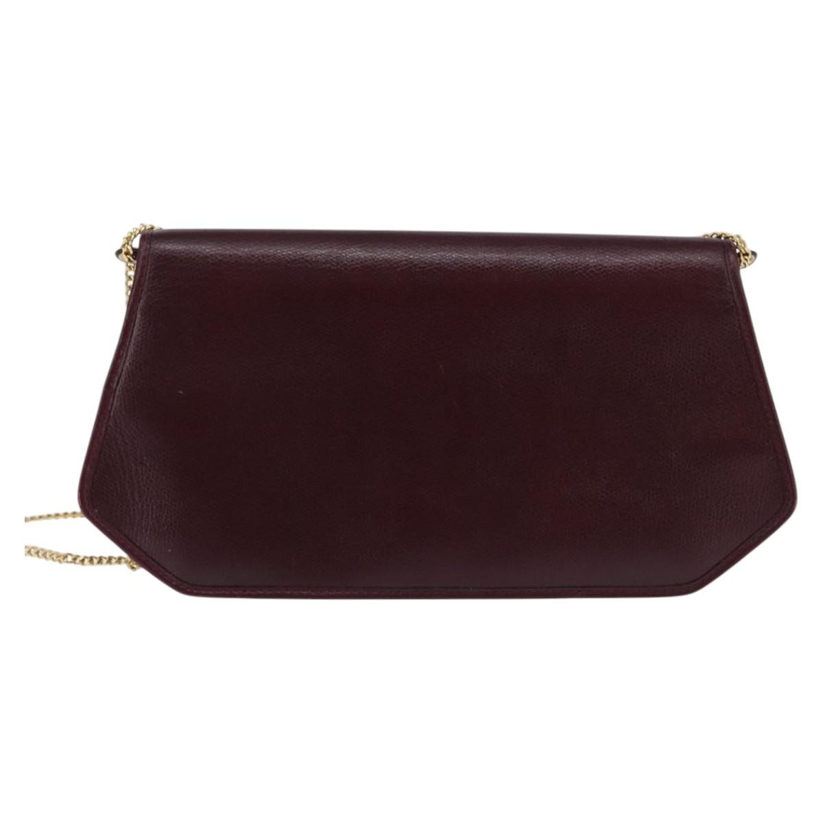 Christian Dior Flap chain Shoulder bag Burgundy Leather Good condition - Back View