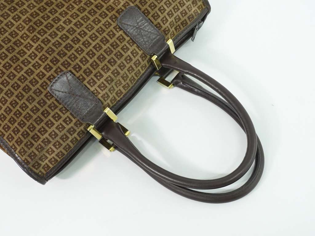 Fendi Vintage Shopping Tote Brown Suede Fair condition - Box View