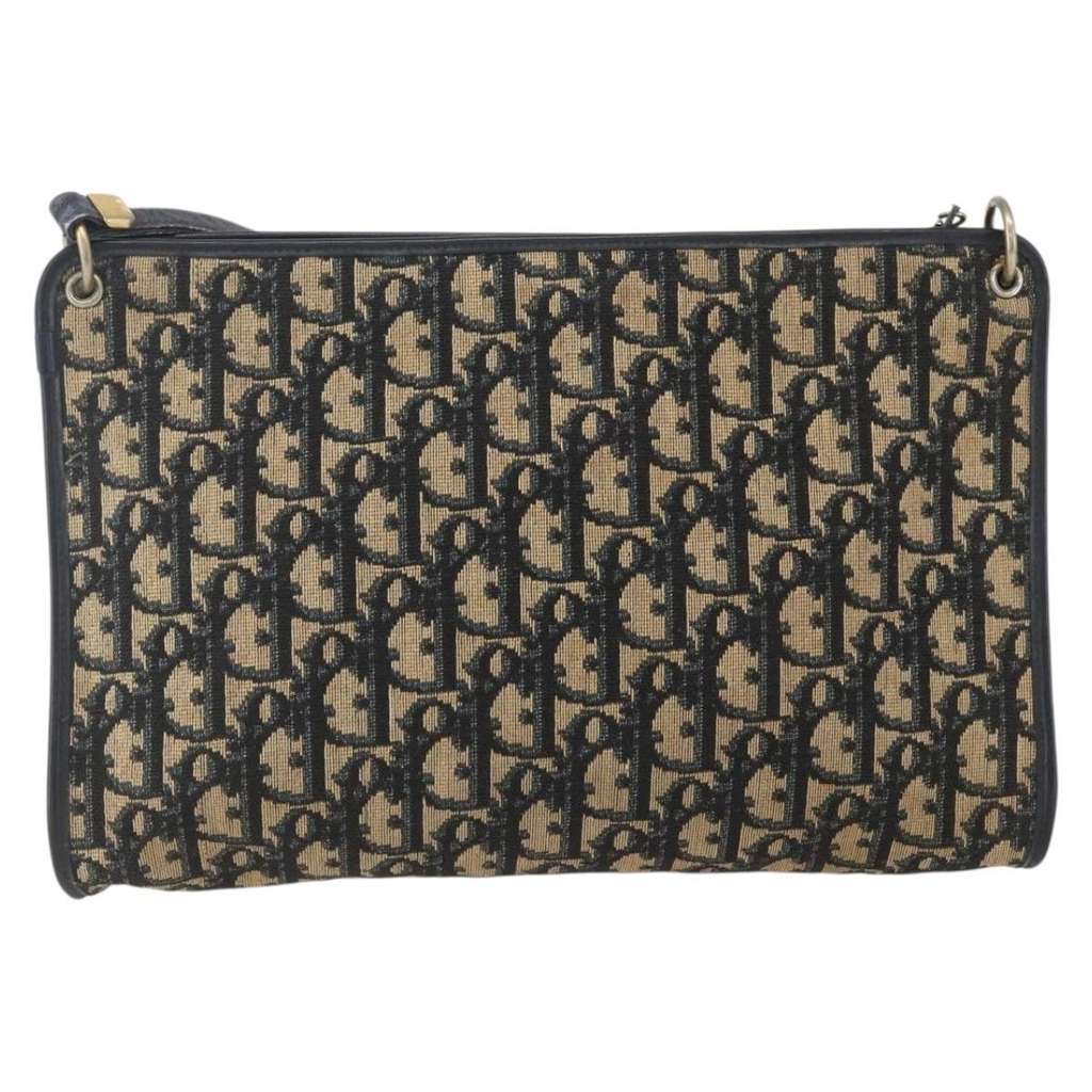Christian Dior Vintage Trotter Shoulder Bag Navy Canvas Good condition - Back View