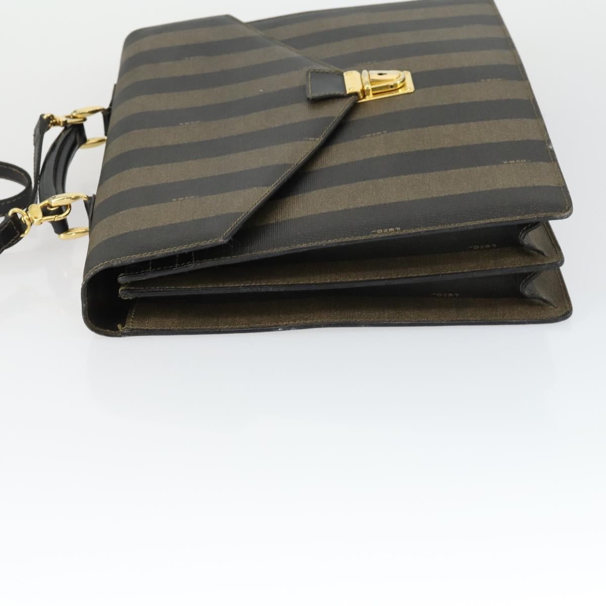 Fendi Vintage Pequin Briefcase Bag Brown Canvas Good condition - Model View