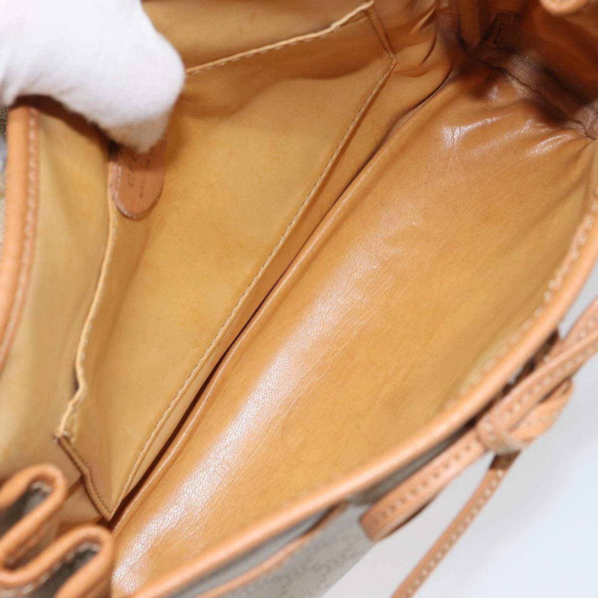 Celine Vintage Macadam Shoulder Bag Beige Canvas Good condition - Box View