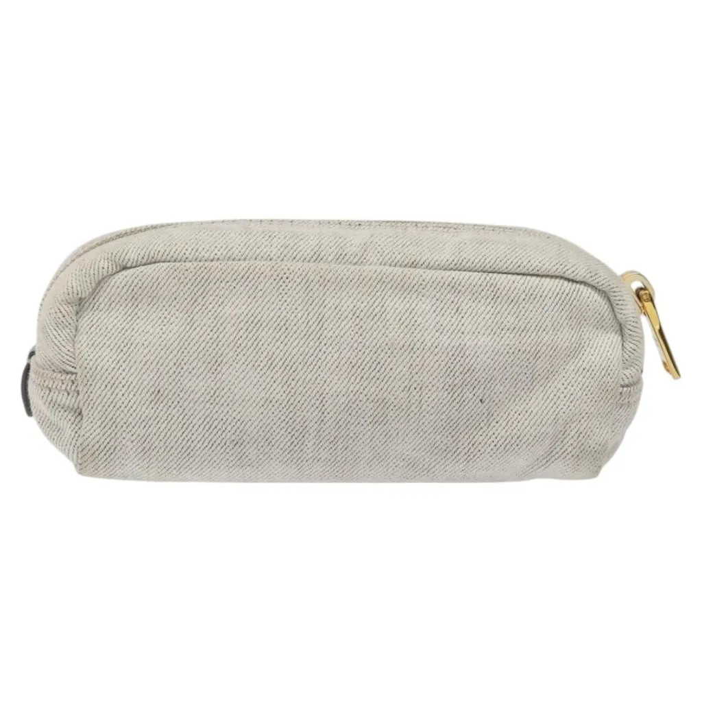 Prada Vintage Pouch Silver Canvas Good - Back View