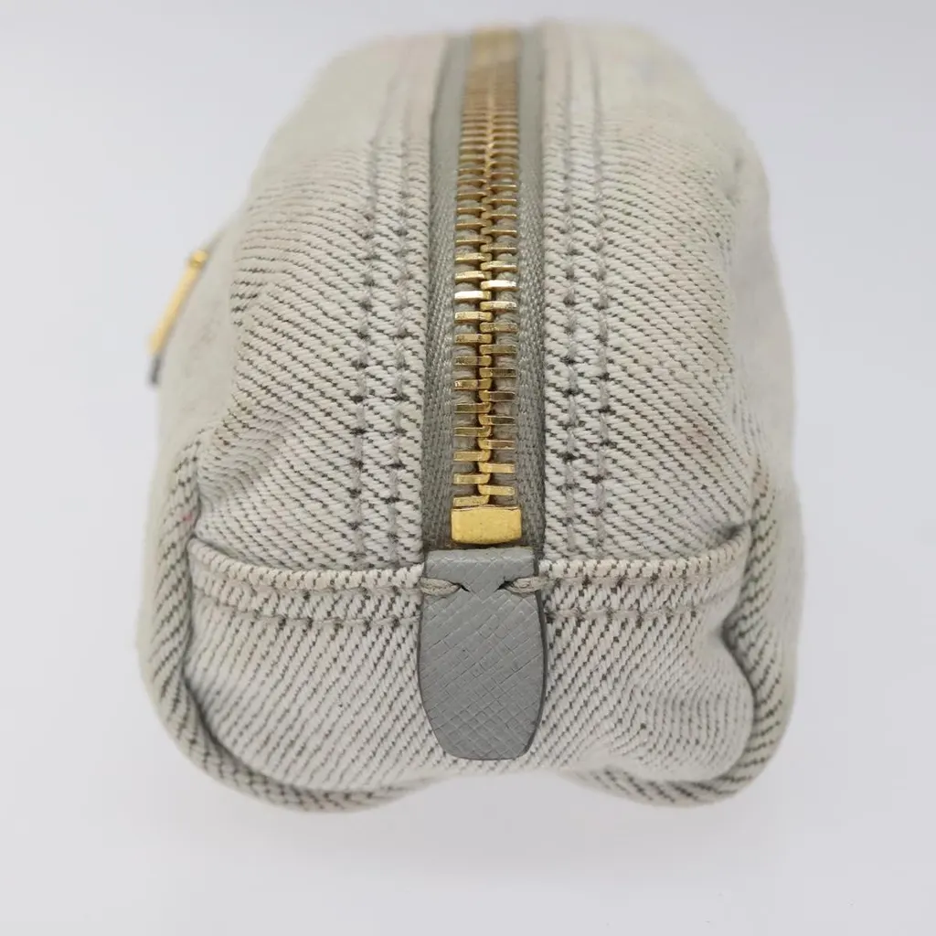 Prada Vintage Pouch Silver Canvas Good - Inside View