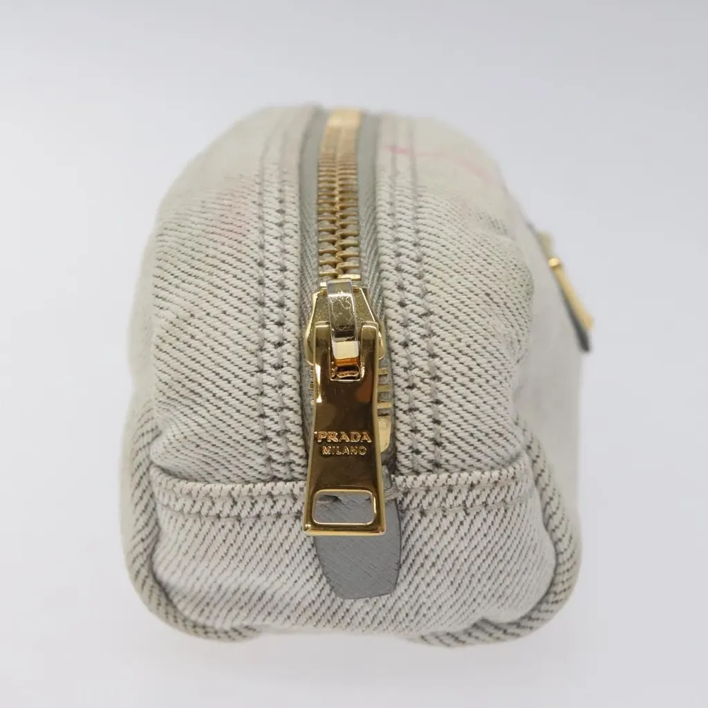 Prada Vintage Pouch Silver Canvas Good - Model View